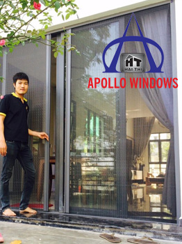 cửa lưới xếp màu xám tro
